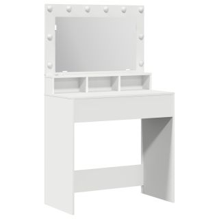 Tualettlaud LED Valgusega, Valge, 79x41x135 cm