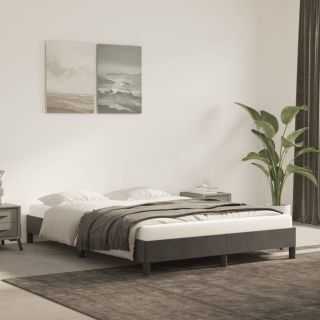 voodiraam ilma madratsita, tumehall, 140x190 cm, samet