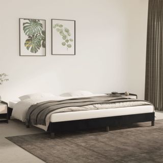 voodiraam ilma madratsita, must, 200x200 cm, samet