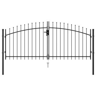 kahepoolne aiavärav vaiadega, teras, 3 x 1,25 m, must