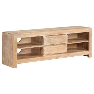 Тумба под телевизор из массива акации 120 x 30 x 40 см светло-коричневого цвета