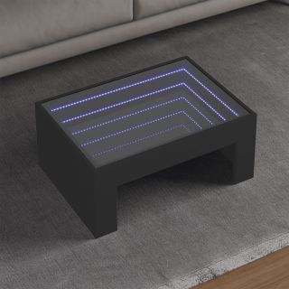kohvilaud LED-tuledega, must, 70x50x30 cm