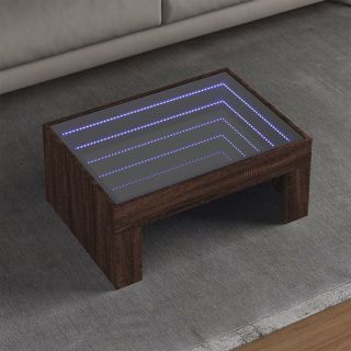 kohvilaud LED-tuledega, pruun tamm, 70x50x30 cm