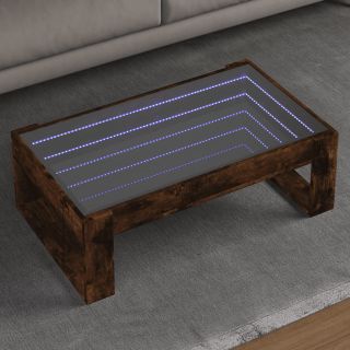 kohvilaud LED-tuledega, suitsutatud tamm, 90x53x30 cm