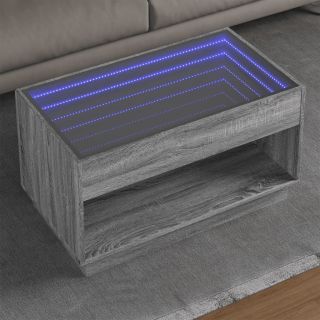 kohvilaud LED-tuledega, hall Sonoma tamm, 90x50x50 cm