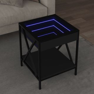 Журнальный столик с LED-подсветкой, черный, 40x40x49 см