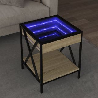 kohvilaud LED-tuledega, Sonoma tamm, 40x40x49 cm