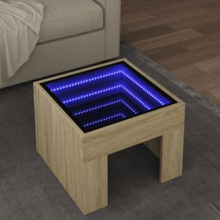 Журнальный столик со светодиодной подсветкой, дуб Сонома, 40x40x30 см