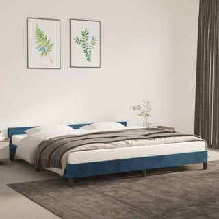 Voodiraam ilma Madratsita Tumesinine 200x200 cm samet