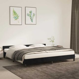 voodiraam ilma madratsita, must, 200x200 cm, samet
