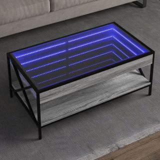 kohvilaud LED-tuledega, hall Sonoma tamm, 90x50x38 cm