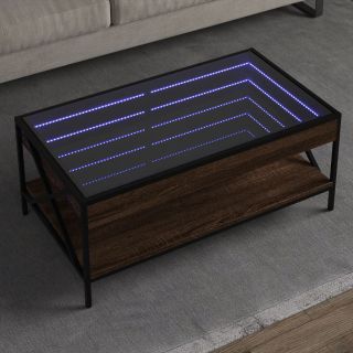 kohvilaud LED-tuledega, pruun tamm, 90x50x38 cm