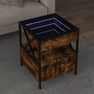 kohvilaud LED-tuledega, suitsutatud tamm, 40 x 40 x 51 cm