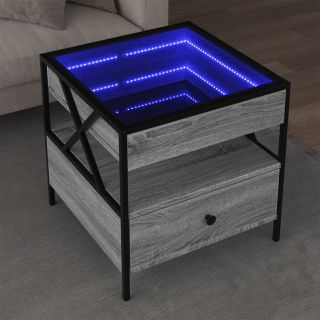 журнальный столик со светодиодной подсветкой, серый дуб Сонома, 50x50x51 см