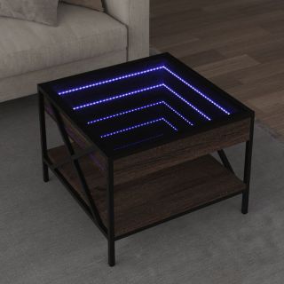 kohvilaud LED-tuledega, pruun tamm, 50x50x38 cm