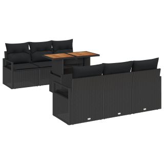 7-osaline aiadiivanisarja padjadega Must polü rattan,2-kohaline aiadiivan mahutiga ja padjadega Must polü rattan