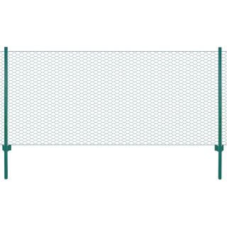 traadist võrkaed aiapostidega, teras, 25 x 0,5 m, roheline