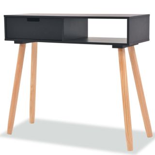 Консольный столик из прочной сосны 80 x 30 x 72 см, черный