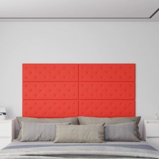 seinapaneelid 12 tk, punane, 90 x 30 cm, kunstnahk, 3,24 m²
