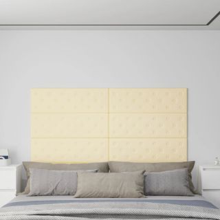 seinapaneelid 12 tk, kreemjas, 90 x 30 cm, kunstnahk, 3,24 m²