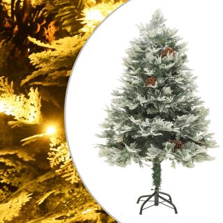 valgustatud jõulukuusk männikäbidega, roheline, 150 cm, PVC&PE