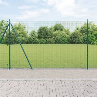keevitatud traadi aed koos 7 flanged posts rohelises 1.4x10 m terases