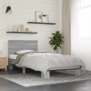 voodiraam, hall Sonoma tamm, 75 x 190 cm, tehispuit ja metall