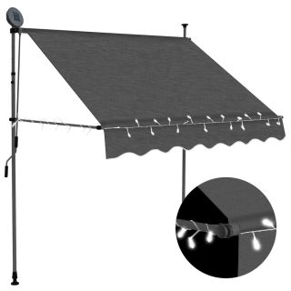 käsitsi sissetõmmatav varikatus, LED-tulega, 100 cm, antratsiit