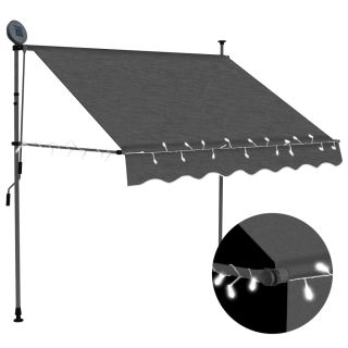 käsitsi sissetõmmatav varikatus, LED, 150 cm, antratsiithall