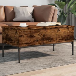 журнальный столик, копченый дуб, 100x50x45 см, искусственное дерево и металл