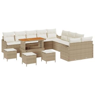 14-osaline aia diivanikomplekt padjadega beež polü rattan,2-kohaline aia diivan padjadega beež polü rattan,4-osaline aia söögikomplekt padjadega beež polü rattan