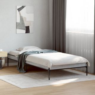 voodiraam, hall Sonoma tamm, 100 x 200 cm, tehispuit ja metall