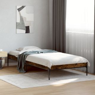 voodiraam, suitsutatud tamm, 75 x 190 cm, tehispuit ja metall