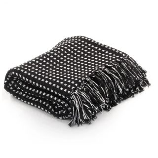 puuvillane pleed, ruuduline, 220 x 250 cm, must