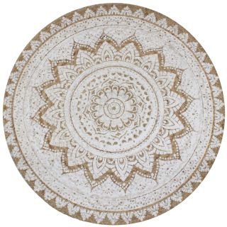 vaip, punutud džuut, trükimustriga, 120 cm, ümmargune
