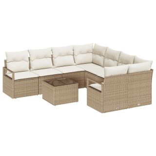 9-osaline aia diivanikomplekt padjadega beež polü rattan,2-kohaline aia diivan hoiuruumi ja padjadega beež polü rattan