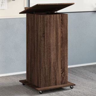 Кафедра на колесах с ящиком, коричневый дуб, 55x55x107 см, искусственное дерево