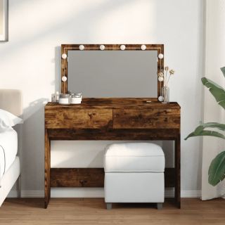 tualettlaud LEDiga, suitsutatud tamm, 100x40x120 cm