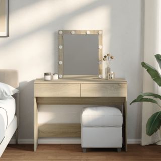 Туалетный столик со светодиодной подсветкой, дуб Сонома, 100 x 40 x 130 см