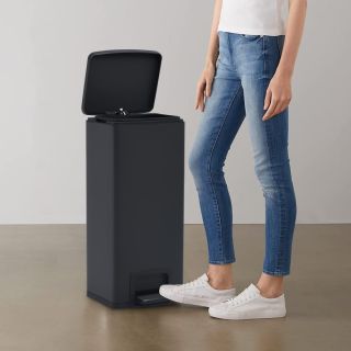 prügikast, sõrmejäljevaba, 30 l, must, roostevaba teras