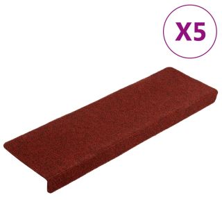 Коврики для лестницы 5 шт, бордовые, 65x21x4 см aastehnika