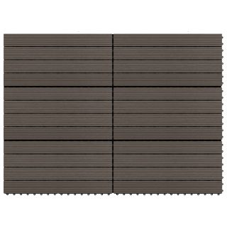 terrassiplaadid, 6 tk, WPC, 60 x 30 cm, 1,08 m², tumepruun