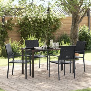 5-osaline aiamööbli komplekt Must Polü Rattan