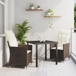 3-osaline Aia Toitlustuskomplekt Padjidega Pruun Polü Rattan