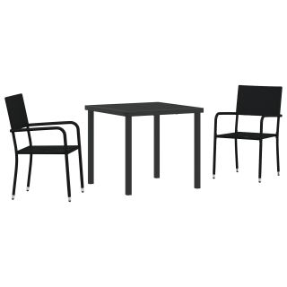 3-osaline Aia Söögikomplekt Must Polü Rattan