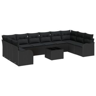 11-osaline aia diivanikomplekt padjadega beež polürotting,2-seater aia diivan padjadega must polürotting