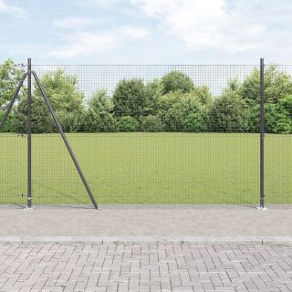 Keevitatud Traadi Aed koos 7 Flanged Postiga Hall 1.6x10 m Teras