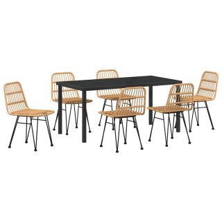 7-osaline aed söögikomplekt Pruun Polü Rattan