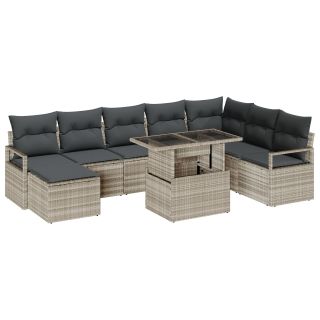 9-osaline aia diivanikomplekt koos patjadega Helehall polü rattan,2-kohaline aia diivan koos patjadega Hall polü rattan