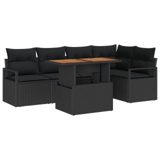 6-osaline aiadiivanite komplekt padjadega Must Polü rattan,2-kohtne aiadiivan päevituseks & padjadega Must Polü rattan